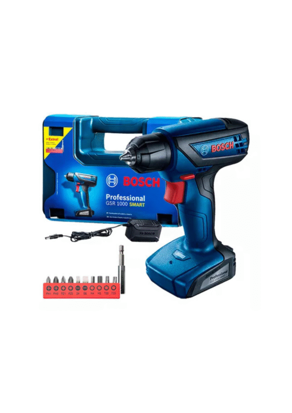 Furadeira Parafusadeira Sem Fio De 6mm Bosch Gsr 1000 Smart Com Maleta 700rpm Azul